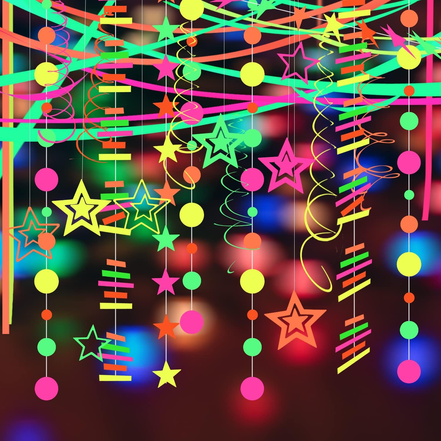 508feet Paper Neon Streamers Glow in The Dark Party Supplies and Decorations