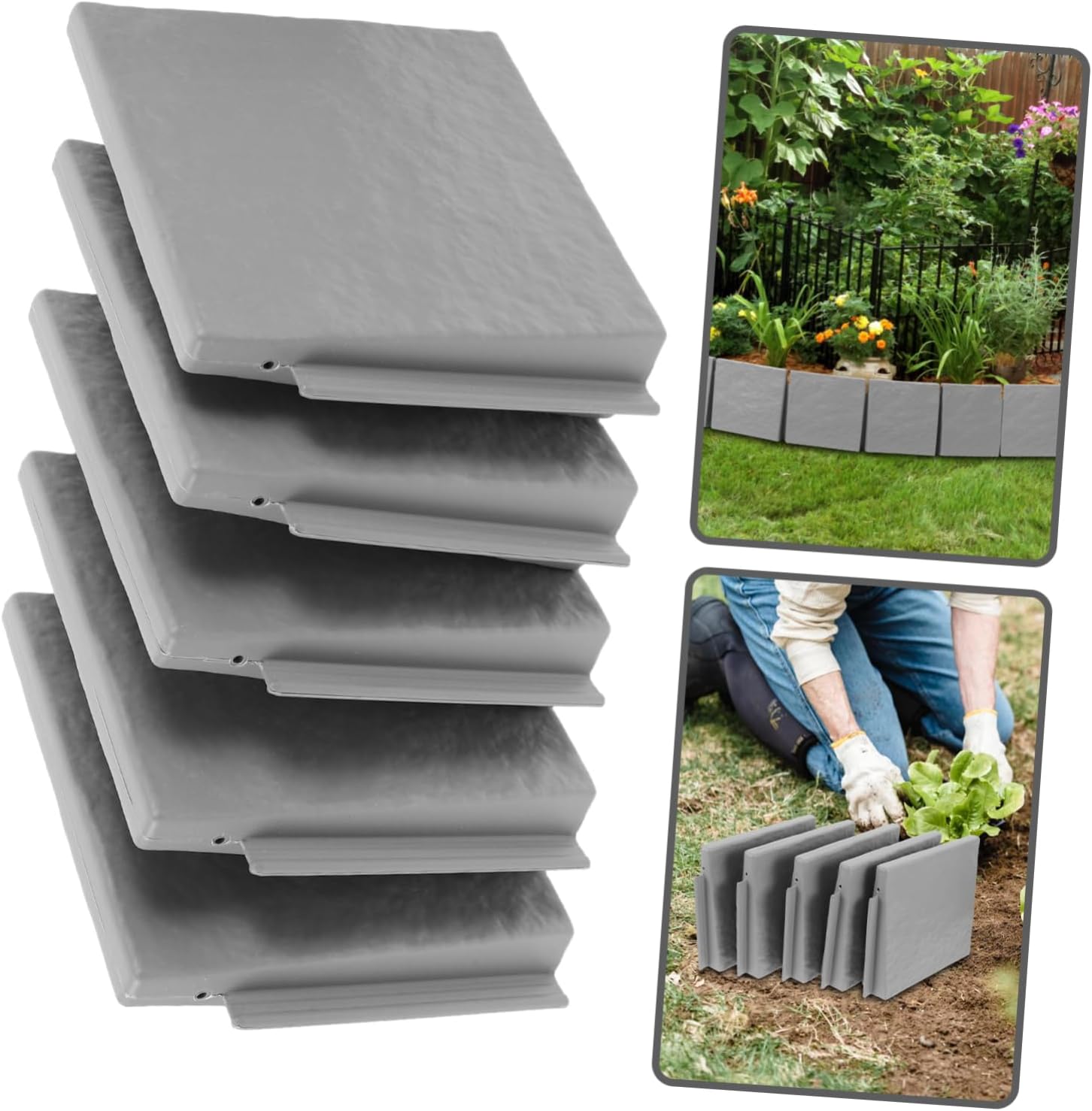 BESPORTBLE 5pcs Flower Bed Edging Border Plastic Fencing Lawn Border Faux Stone Landscape Edging Kit for DIY Garden