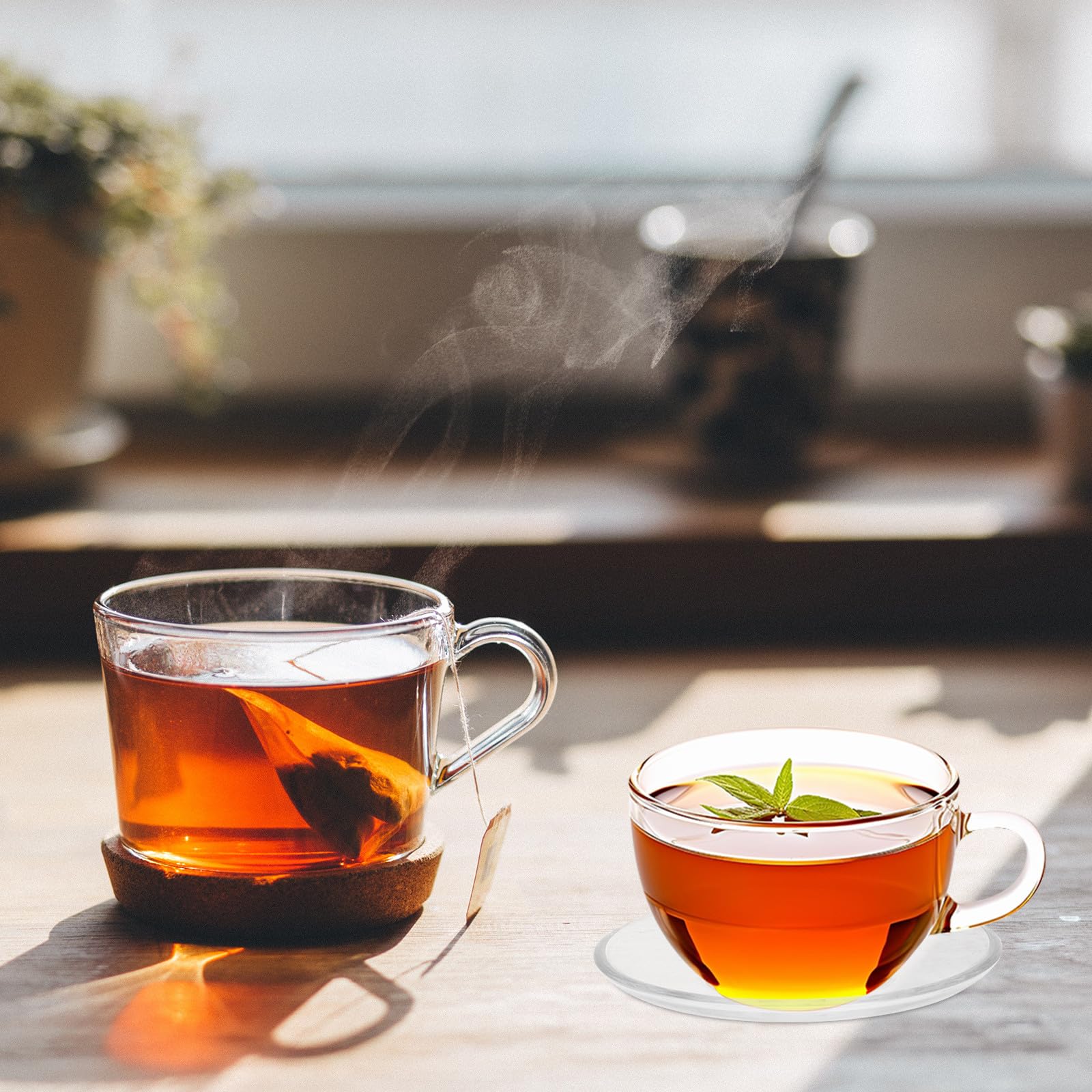 Piattini Trasparenti in Vetro Rotondi 8,5 CM, Piatti per Tazzine da caffè e Snack, Durevoli e Leggeri, Adatti per Casa e Uso Professionale, Set da 2 Pezzi Riutilizzabile