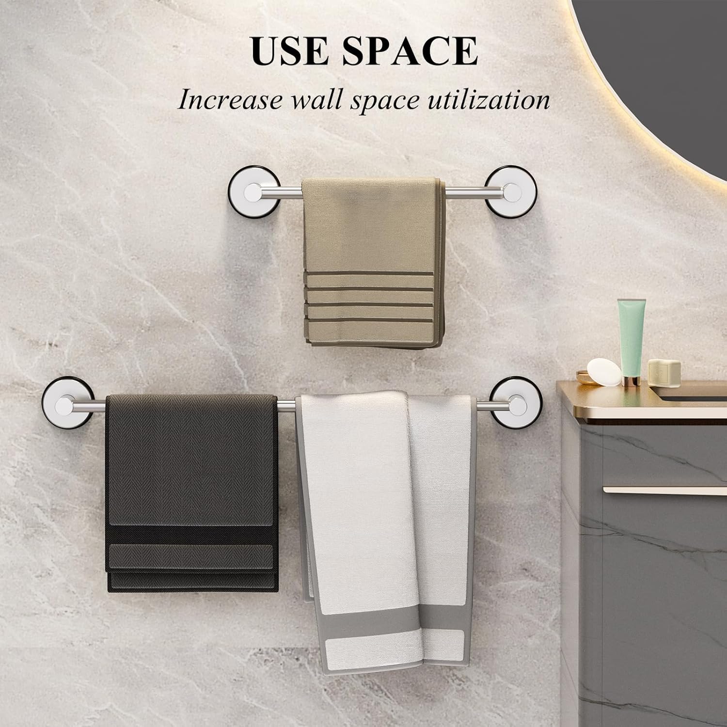 Towel Bar for Bathroom Wall,Adjustable 12~21 Inch Towel Racks for Bathroom Wall Mounted, Towel Holder for Glass Shower Door,Bathroom Accessories,Apparment Essentials,Home Decor-Silver - Image 6