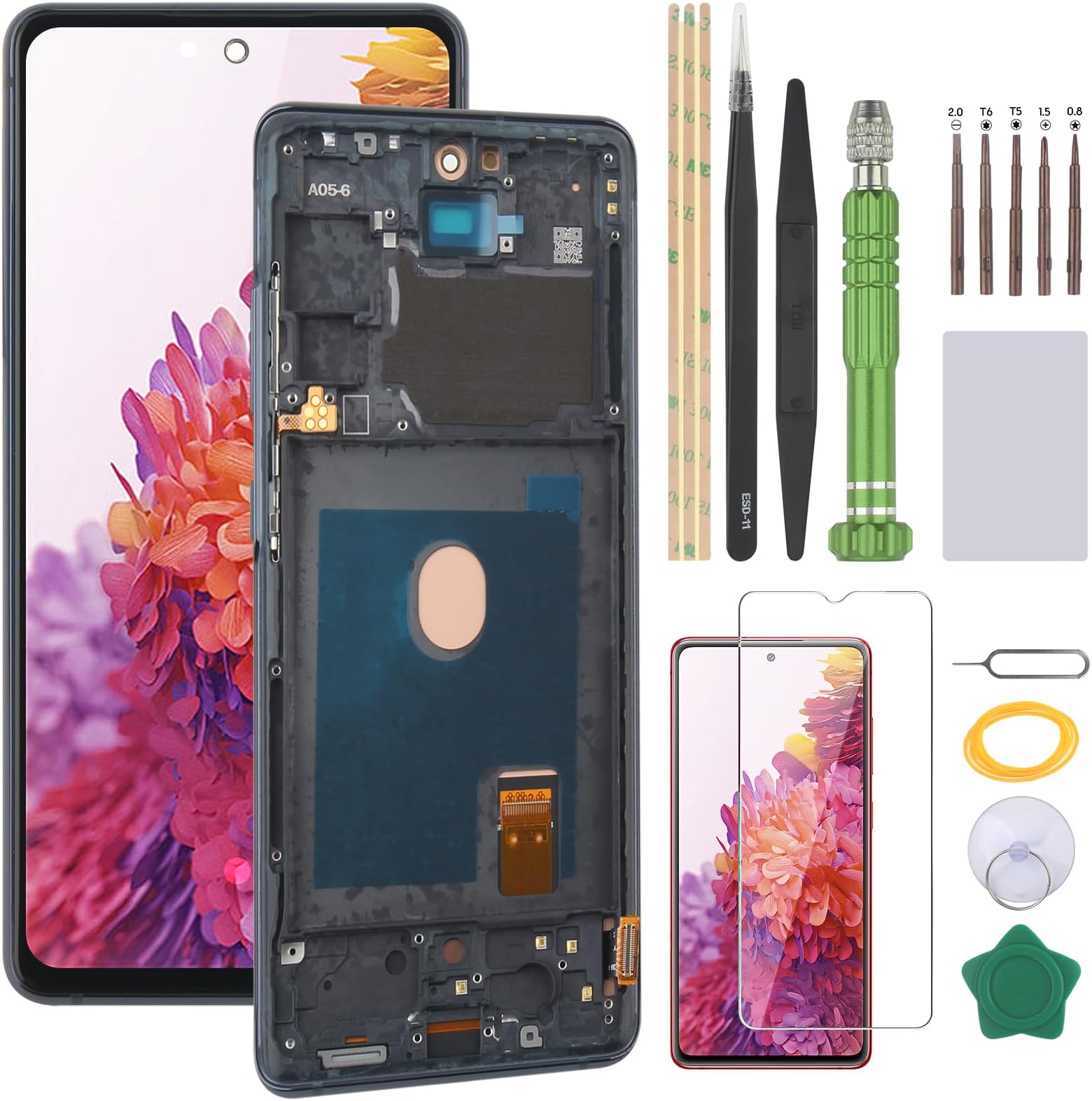 OLED Screen for Samsung Galaxy S20 FE 5G LCD Display Replacement for Samsung Galaxy S20 FE OLED Touch Screen Digitizer Assembly(with Frame)