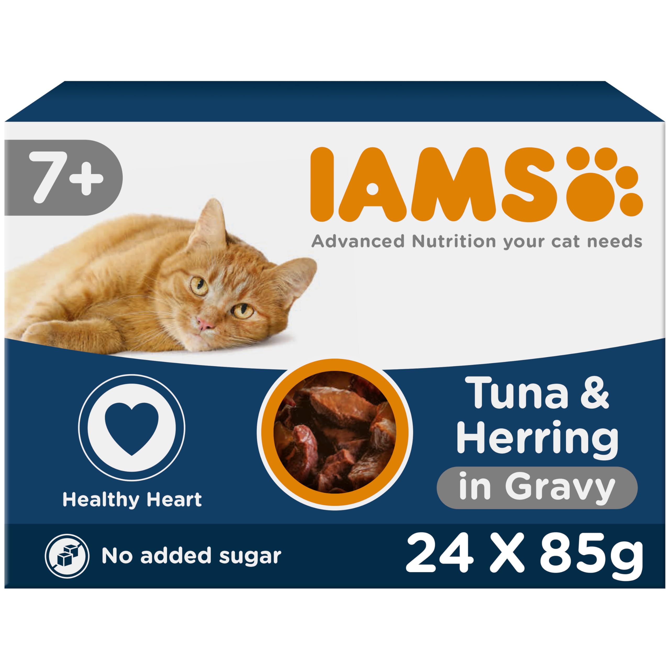 IAMS Senior Wet Cat Food Herring & Tuna in Gravy 24 x 85g