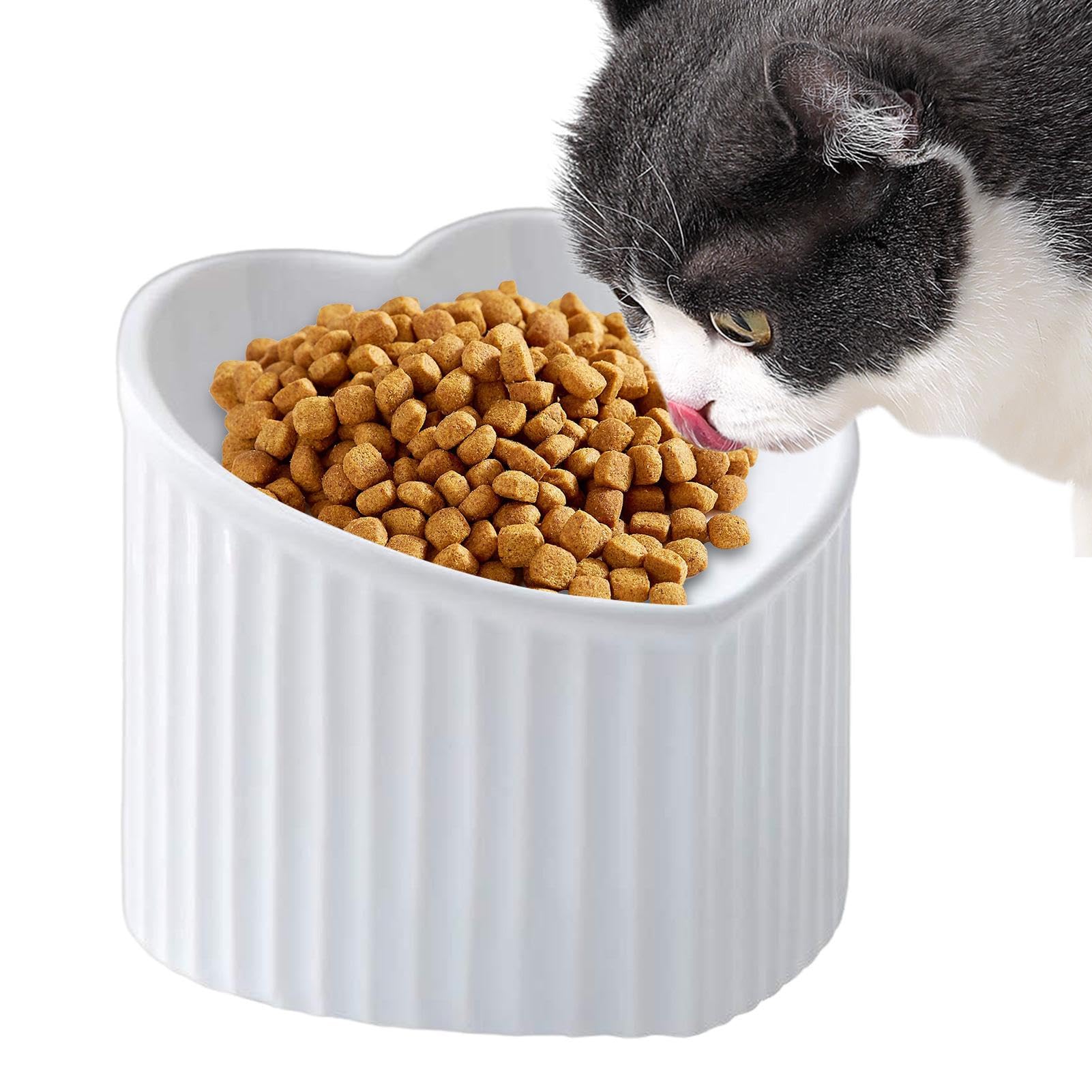 Ceramic Cat Food Bowl | Pet Feeding Food Water Inclined Bowl | Elevated Porcelain Pet Feeder Bowl for Medium Small Pets