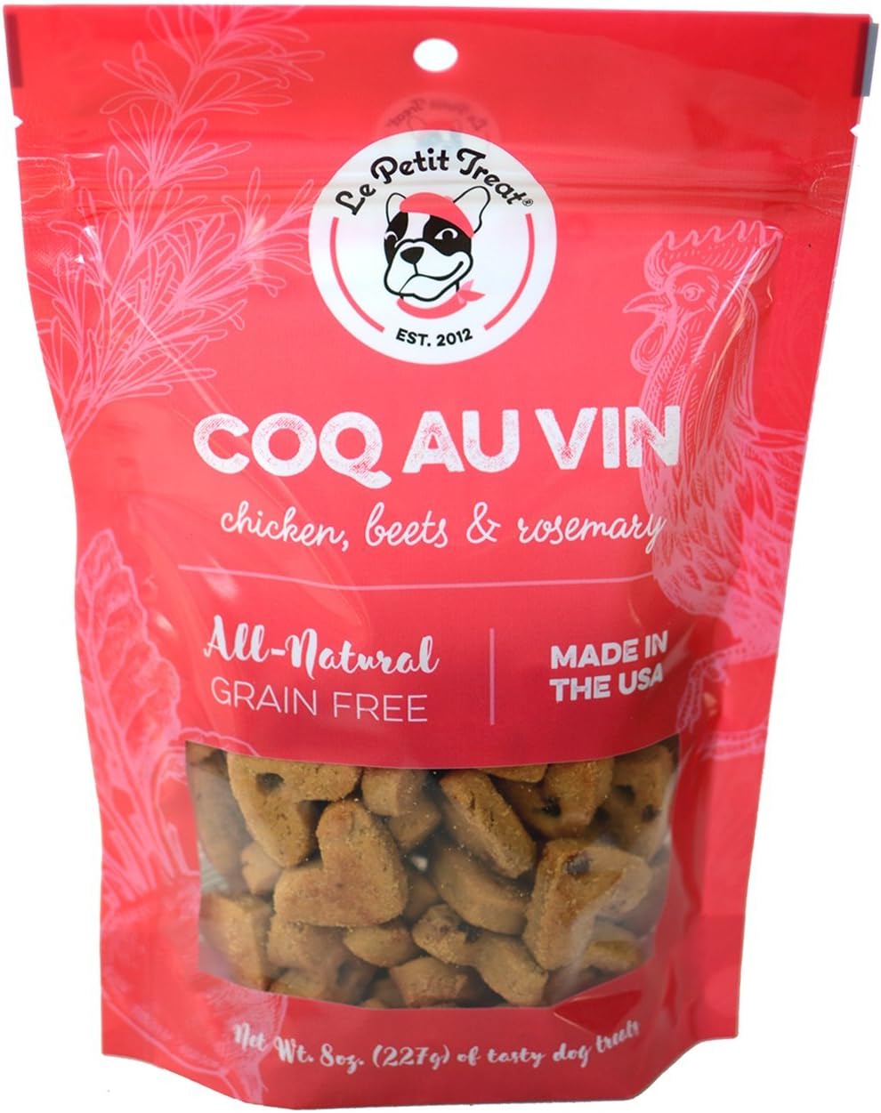 Le Petit Treat All-Natural Dog Treats - Made in USA Grain Free with Human Grade Ingredients - Soy & Corn Free for Skin, Teeth & Digestive Health - 8oz. Bag