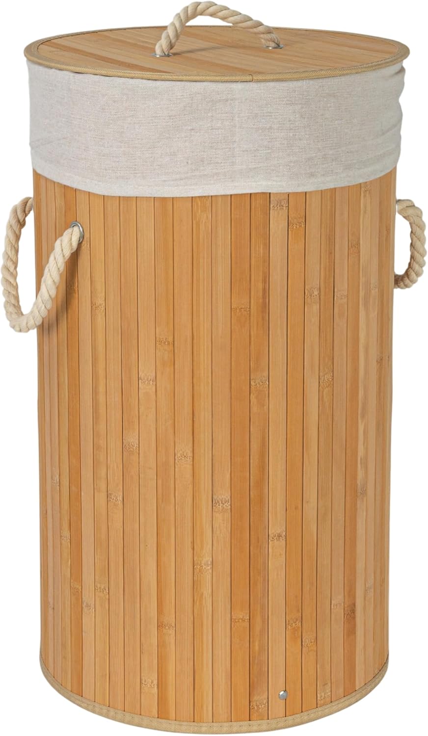 Household Essentials Bamboo Laundry Hamper with Rope Handles, 15-Gallons, Natural