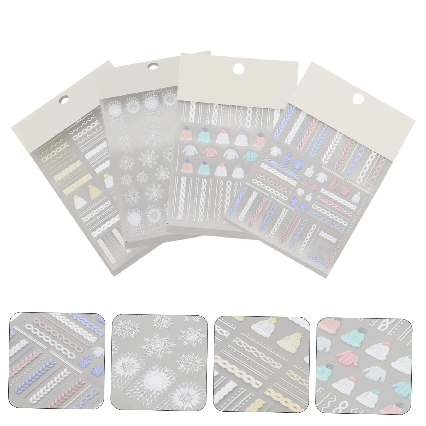 Beavorty 8juegos Pegatinas De Uñas Navideñas Adhesivos Decorativos Diseño De Suéter Perfectos Para Manicura Varios estilos Manualidades Fáciles y Prácticas