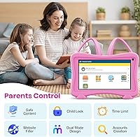 Vista 4 de Tableta de aprendizaje para niños con WiFi, YouTube, cámara dual, pantalla táctil, control parental, tabletas para niños y niñas