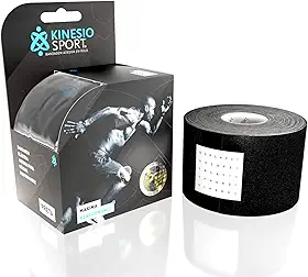 Bandagem Elástica Adesiva KinesioSport 6m x 5cm, Preta