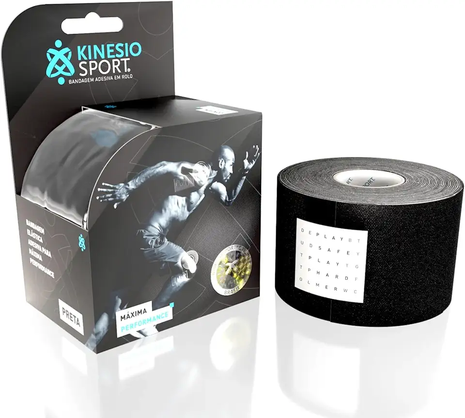 Bandagem Elástica Adesiva KinesioSport 6m x 5cm, Preta