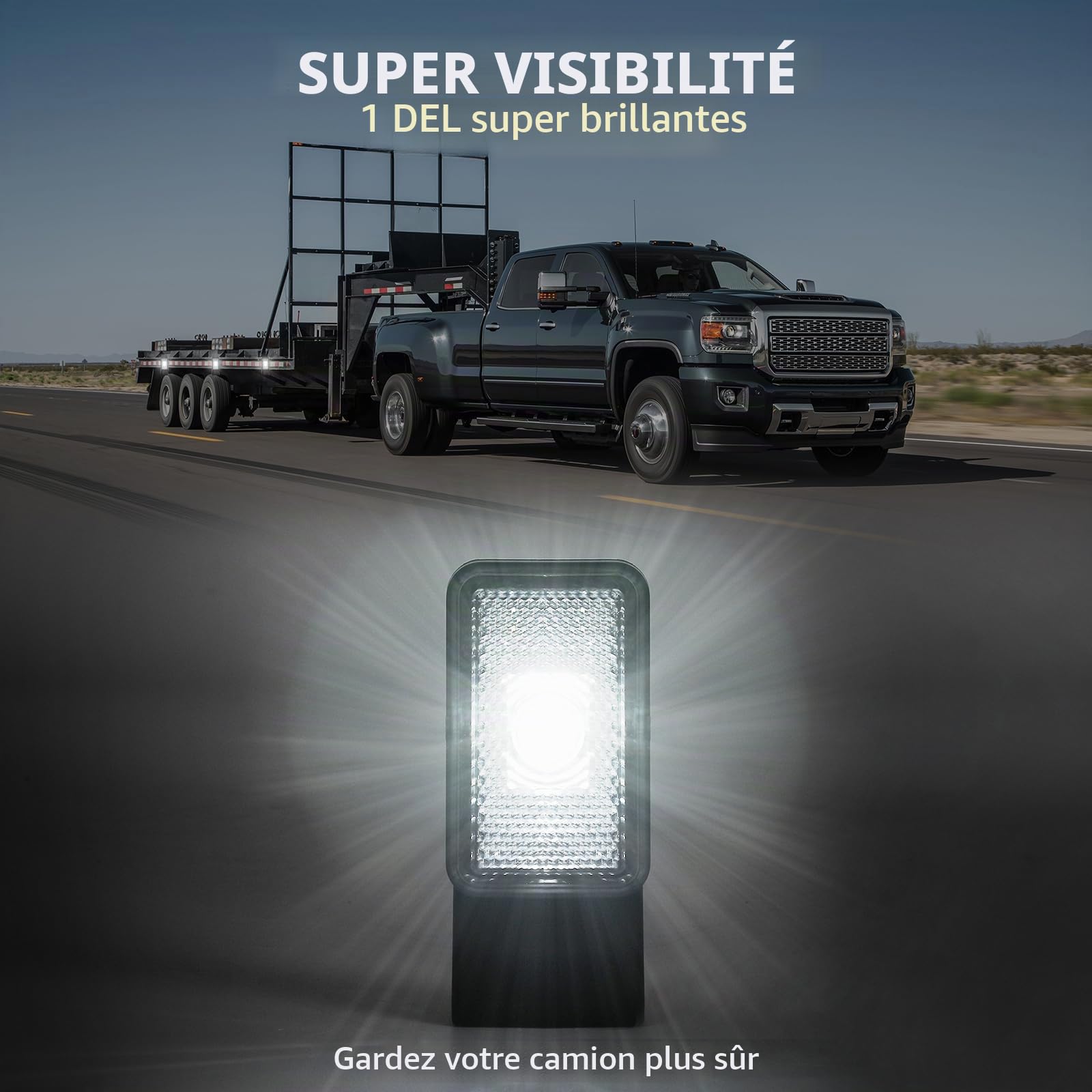 AOHEWEI 2 feux de position latéraux à LED blancs pour remorque, avant et clignotants latéraux pour camion 12/24V avec réflecteur, homologués ECE R91 R10 pour camping-cars, fourgons, bateaux, caravanes