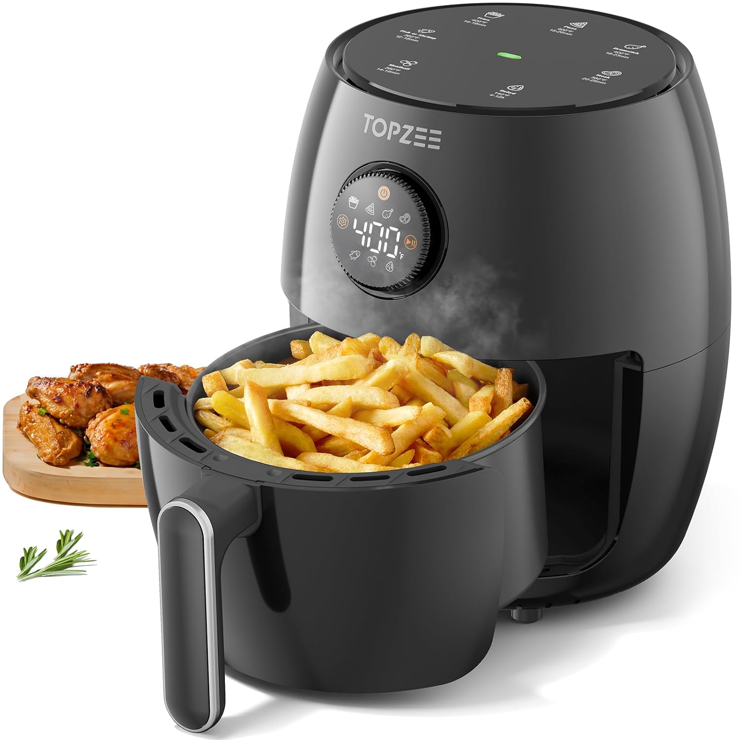 Topzee Small Air Fryer 2 1QT Mini Compact 4-in-1 Air Fryer for 1 2 People 98 Less Oil