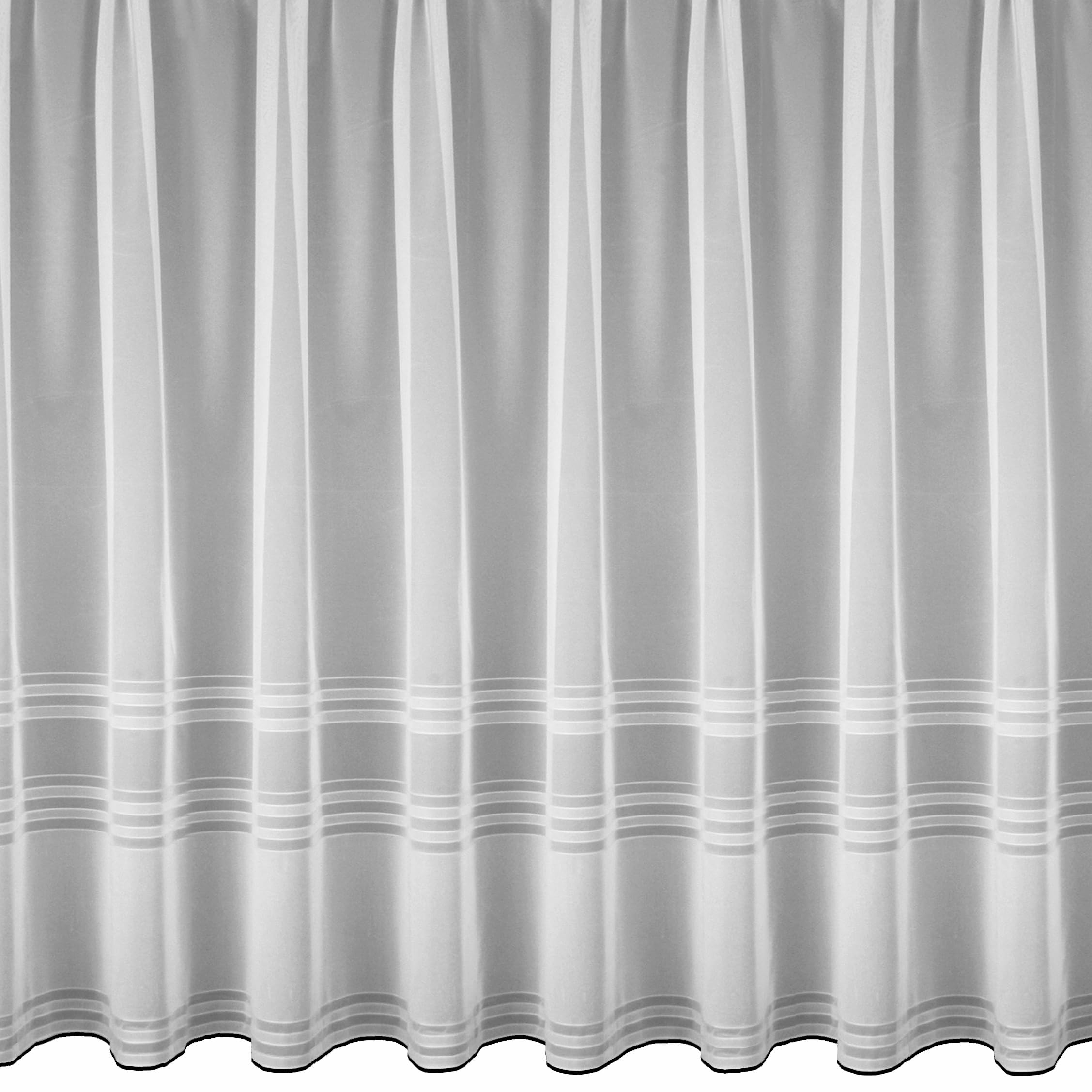 Silverthorn SOFT FURNISHINGS - Lauren - A Fresh Modern Horizontal Striped Net Fabric Curtain with a Straight Base. Sold by the Metre. (206cm Drop / 81" Drop)