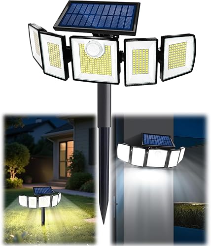 Miniatura 10 de Luces Solares para Exteriores Impermeables con Sensor de Movimiento - 416 LEDs 3000 Lúmenes Súper Brillantes 3 Niveles de Brillo 3 Modos 2400mAh
