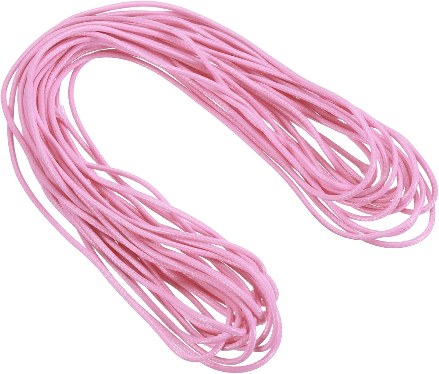 MECCANIXITY Waxed Cord 2mm Waxed Polyester Cord 11 Yard Wax String for Bracelet Making,Necklaces, Beading,Jewelry Making and DIY Crafts(Pink)