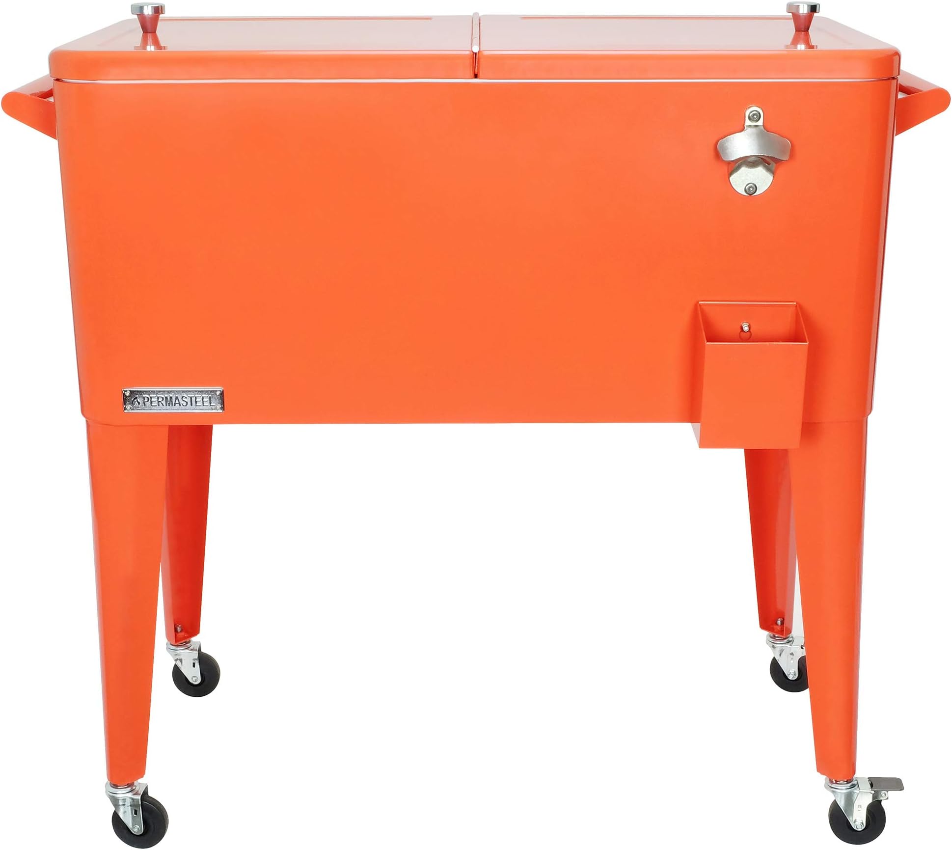 Permasteel PS-203-ORANGE-AM 80 Quart Portable Rolling Patio Cooler, Orange