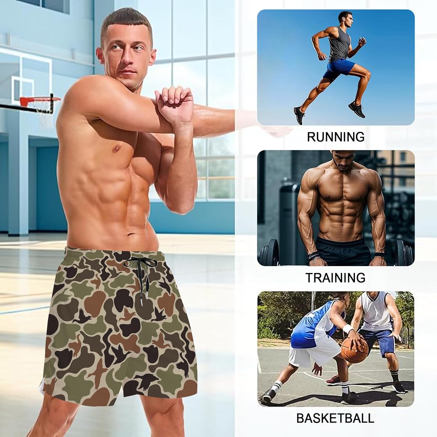Men's Athletic Running Shorts with Pockets,Lightweight Quick Dry Basketball Workout Gym Shorts for Men
