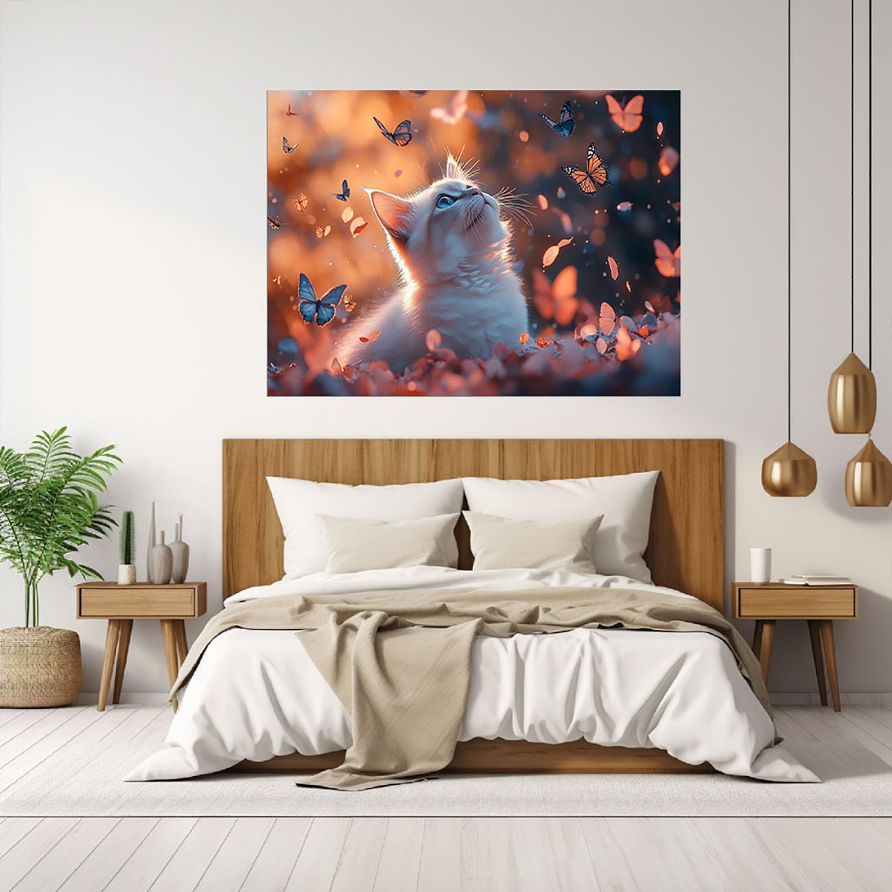 WIKEO Zwierzęta plakat na ścianę obrazy leśne zwierzęta natura śmieszne minimalistyczny plakat domowy, odpowiedni do dekoracji salonu i łazienki (biały)-60 x 90 cm oprawiony