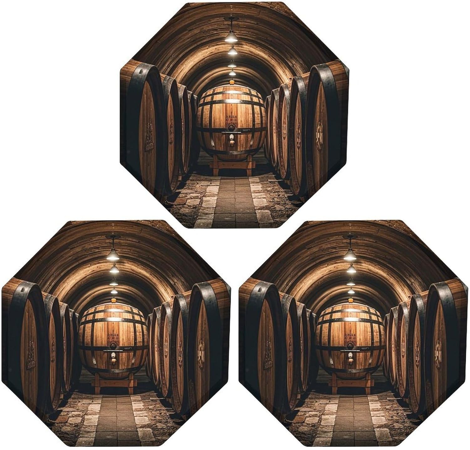 Ctagon Metal Sign for Home, Modern Display Plate for Kitchen, Oak Barrels for Storing Wine Plates Accent Hanging Wall Decorations 3PCS for Living Room, Bedroom, Hallway, Hotel