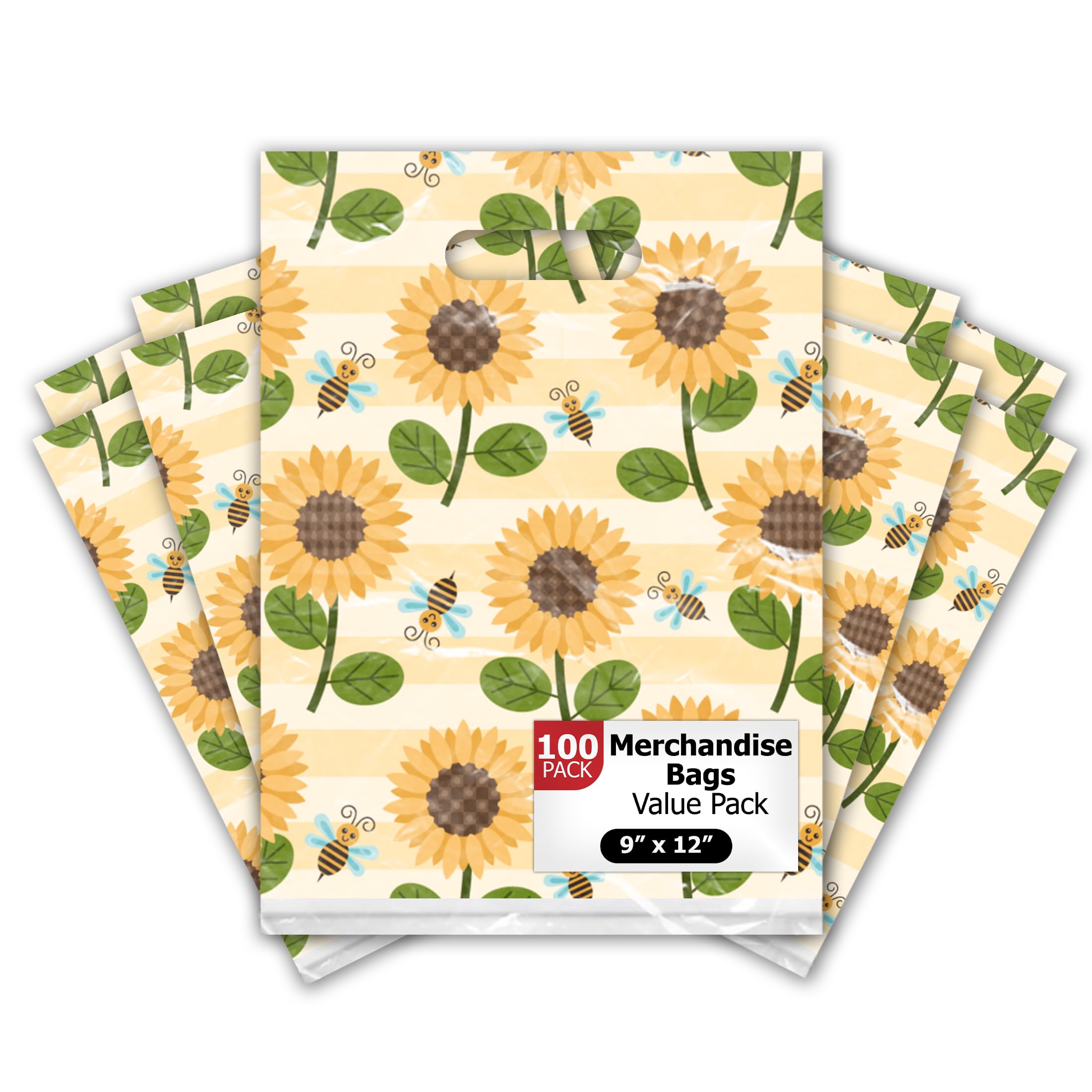 Sunflower Bumble Bee Merchandise Bags - 100 Pack -1 Sunflower Bumble Bee Merchandise Bags - 100 Pack -1