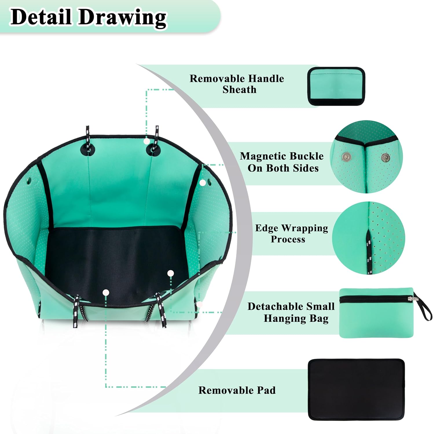 Neoprene Bag Large Multipurpose Beach Bag Neoprene Tote Bag Stylish Gym Women Shoulder Bag With Small Purse - Image 6