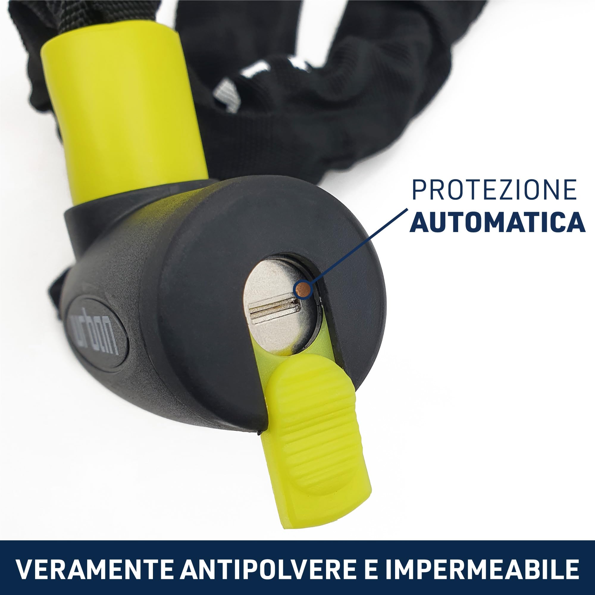 URBAN XK120 Lucchetto Bici Catena Alta Sicurezza Acciaio Cementato Antitaglio ø8mm Antifurto 120cm