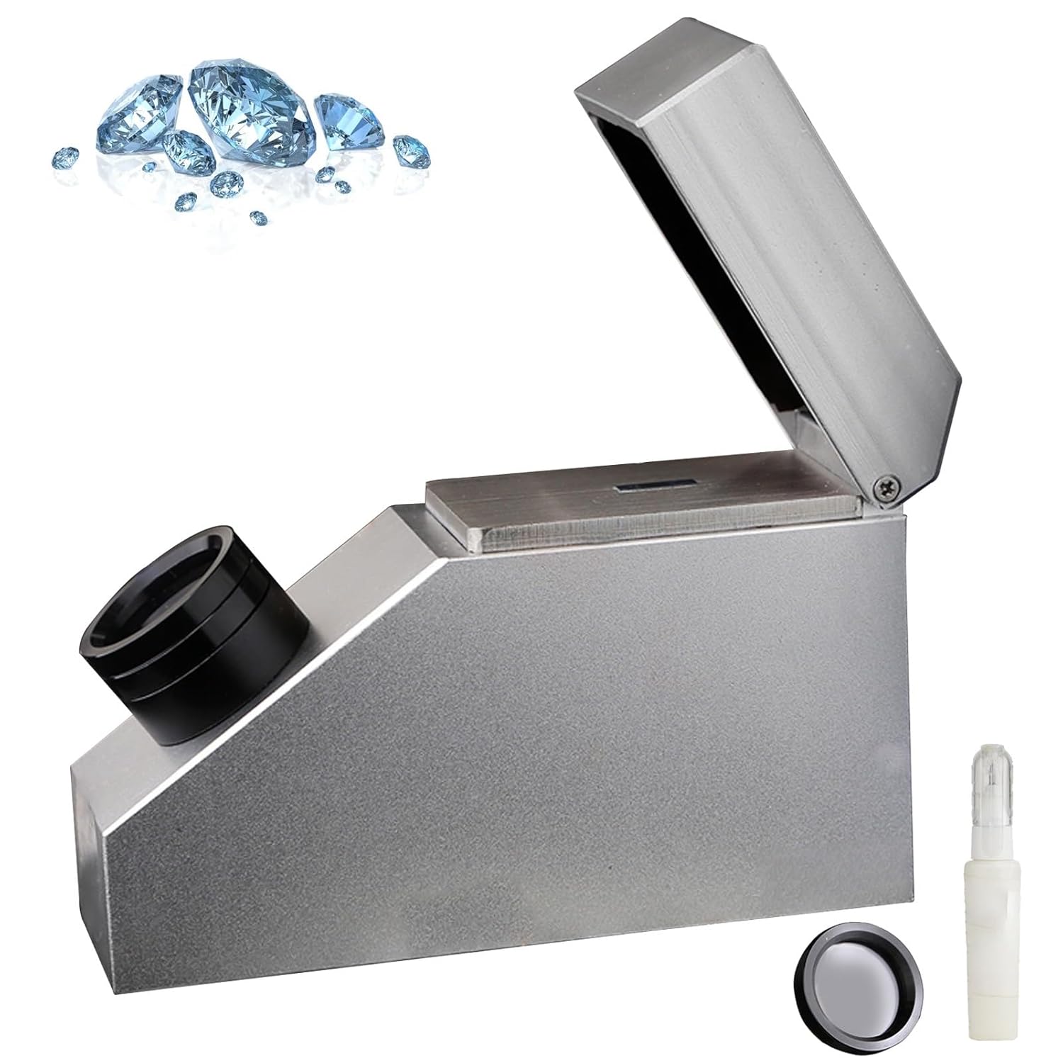 Gemstone Refractometer, ﻿Portable Professional Jewelry Refractometer with 28mm Retractable Large Lens, Gemstone Identification Tool, Built-in Led Light Source, for Jewelry Testing