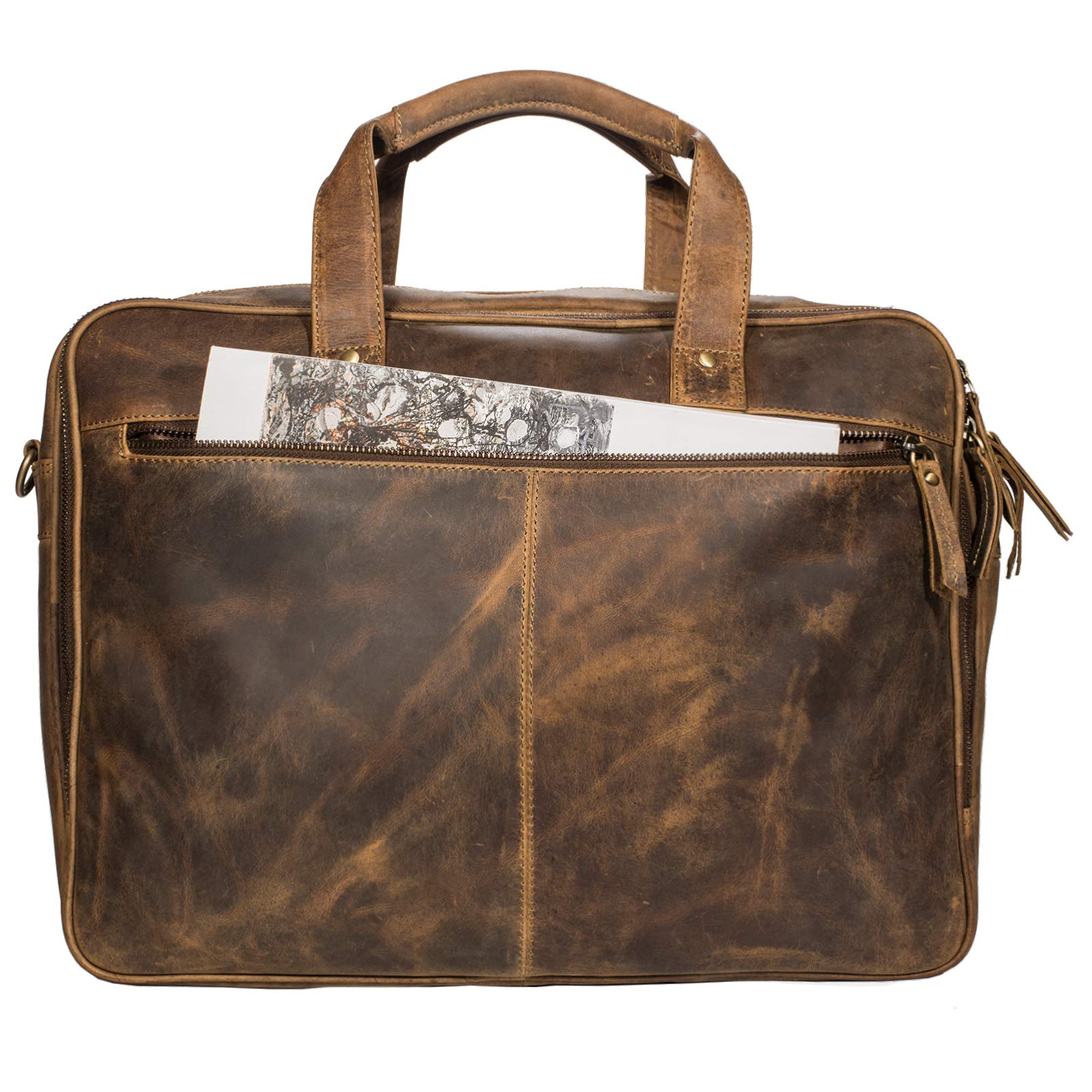 STILORD Walt Sac d'affaires en Cuir Cartable de Professeur Sac d'enseignant Porte-Documents Sacoche d'ordinateur Couleur:Marron Moyen