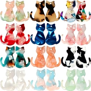 Anjulery 26 Pieces Cat Charms for Earrings, Pendants, Keychains, Necklaces, Bracelets, Crafts, Animal Charms for Jewelry Making and Crafting (Cat-C)