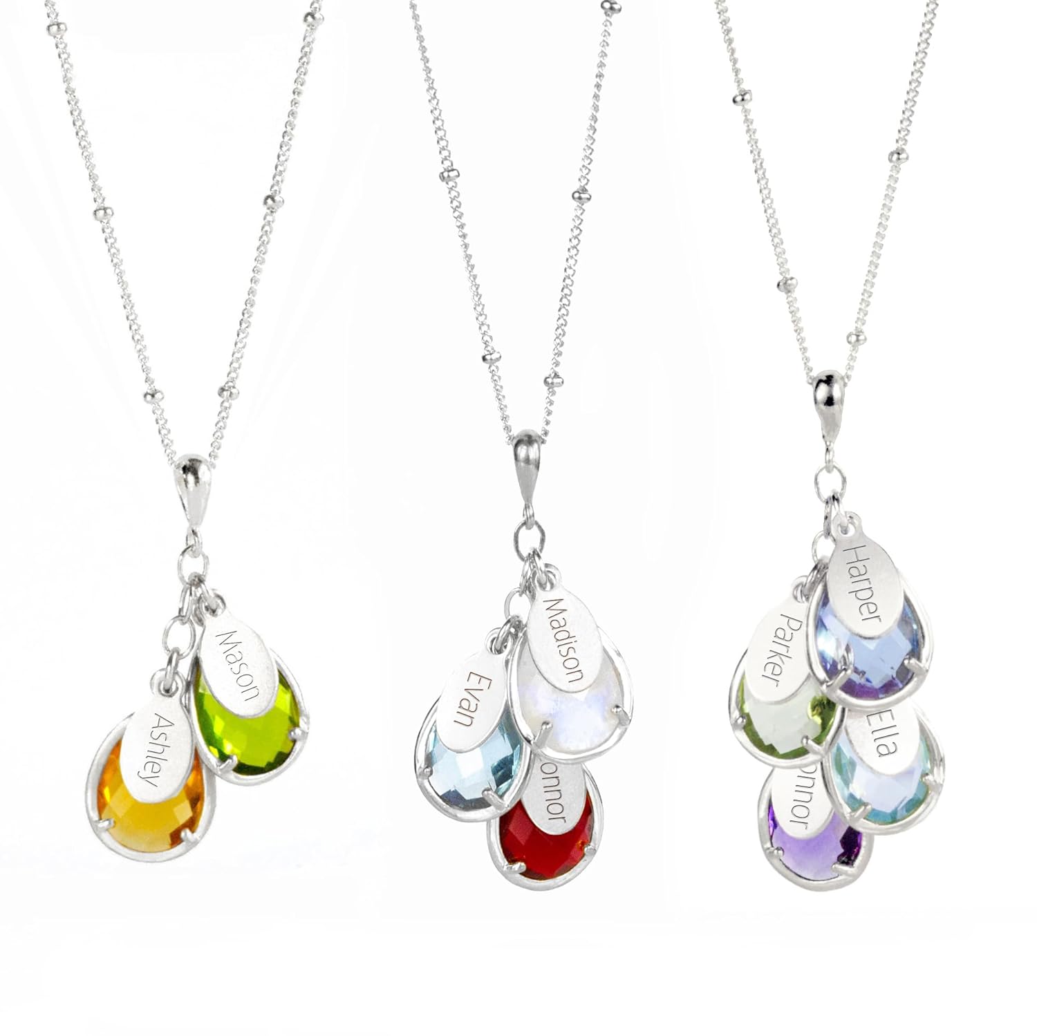 Danique Custom Mother's Necklace  Personalized Mother's Necklace with Children's Names  Sterling Silver or Gold Filled  Unique Mother's Birthstone Necklace  Handmade Mother's Day Gift [TPCSWOV]
