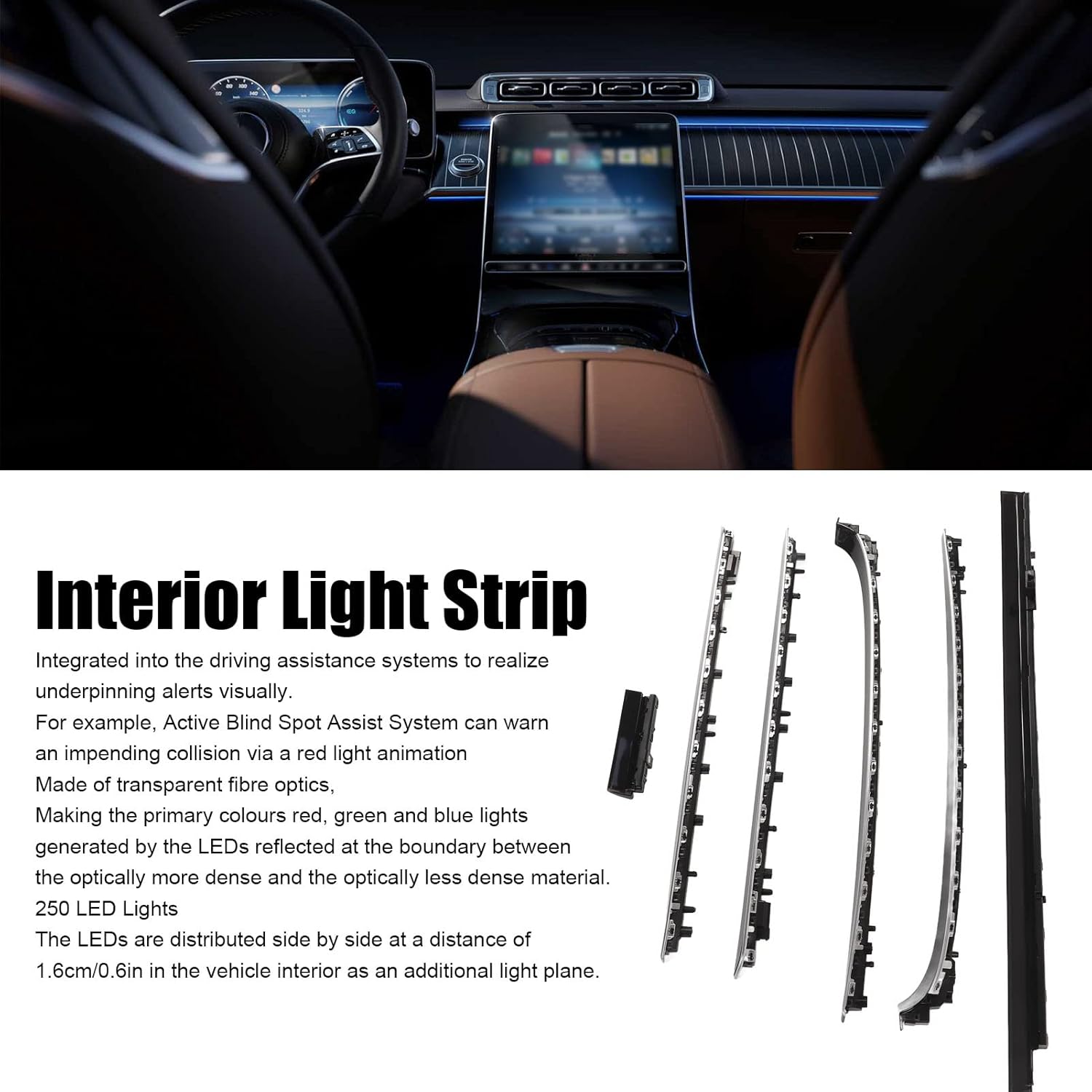 64 Color Car Atmosphere Ambient Light Strip ,Led Active Ambient Lighting Kits Replacement for Benz S Class W223 2021 Car Accessory : Automotive