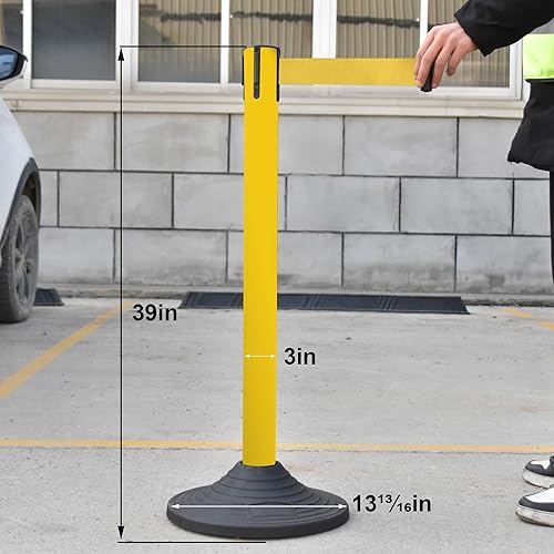 Miniatura 5 de OangeStar 6 Paquetes Postes de Control de Multitudes con Cinta Retráctil de 10 pies, Conjunto de Barreras de Control de Multitudes con 1 Letrero,