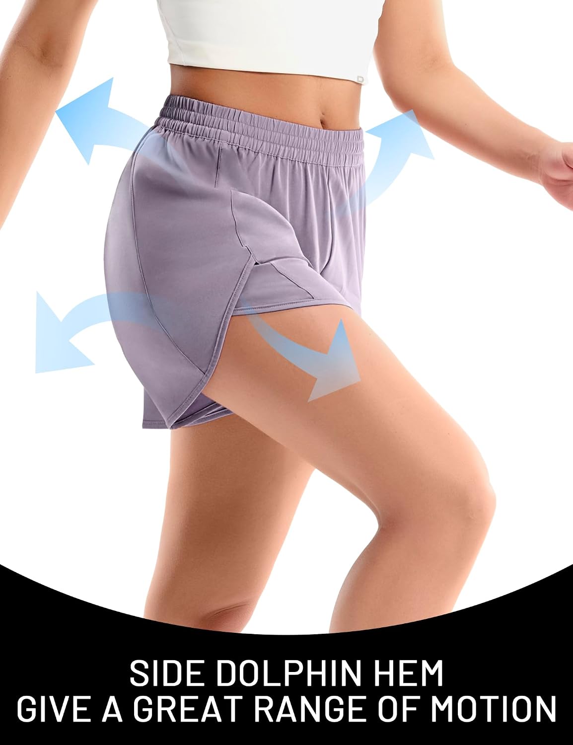 MIER Running Shorts for Women - Quick Dry Athletic Sports Workout Active Dolphin Shorts with Zipper Pocket, 4 Inch Inseam