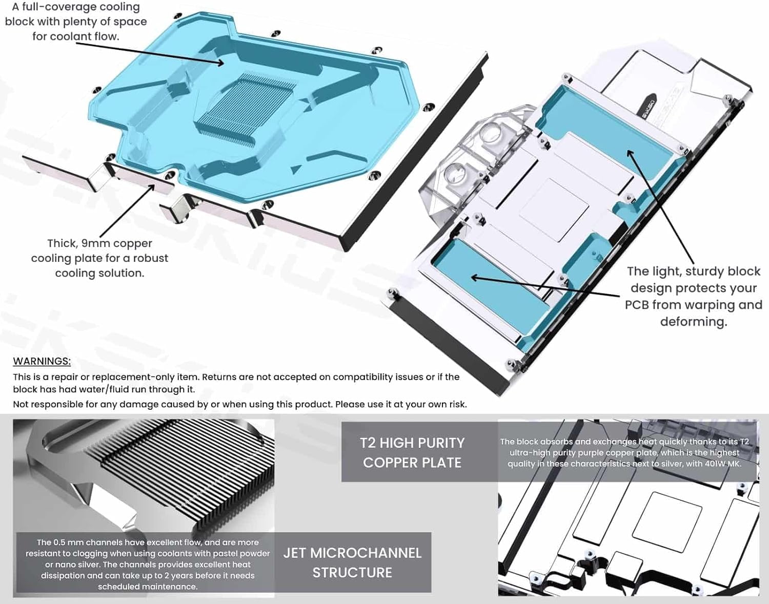 Bykski Full Coverage GPU Water Block and Backplate for ASUS ROG-Strix GeForce RTX 4070 Ti-O12G-GAMING (N-AS4070TISTRIX-X)