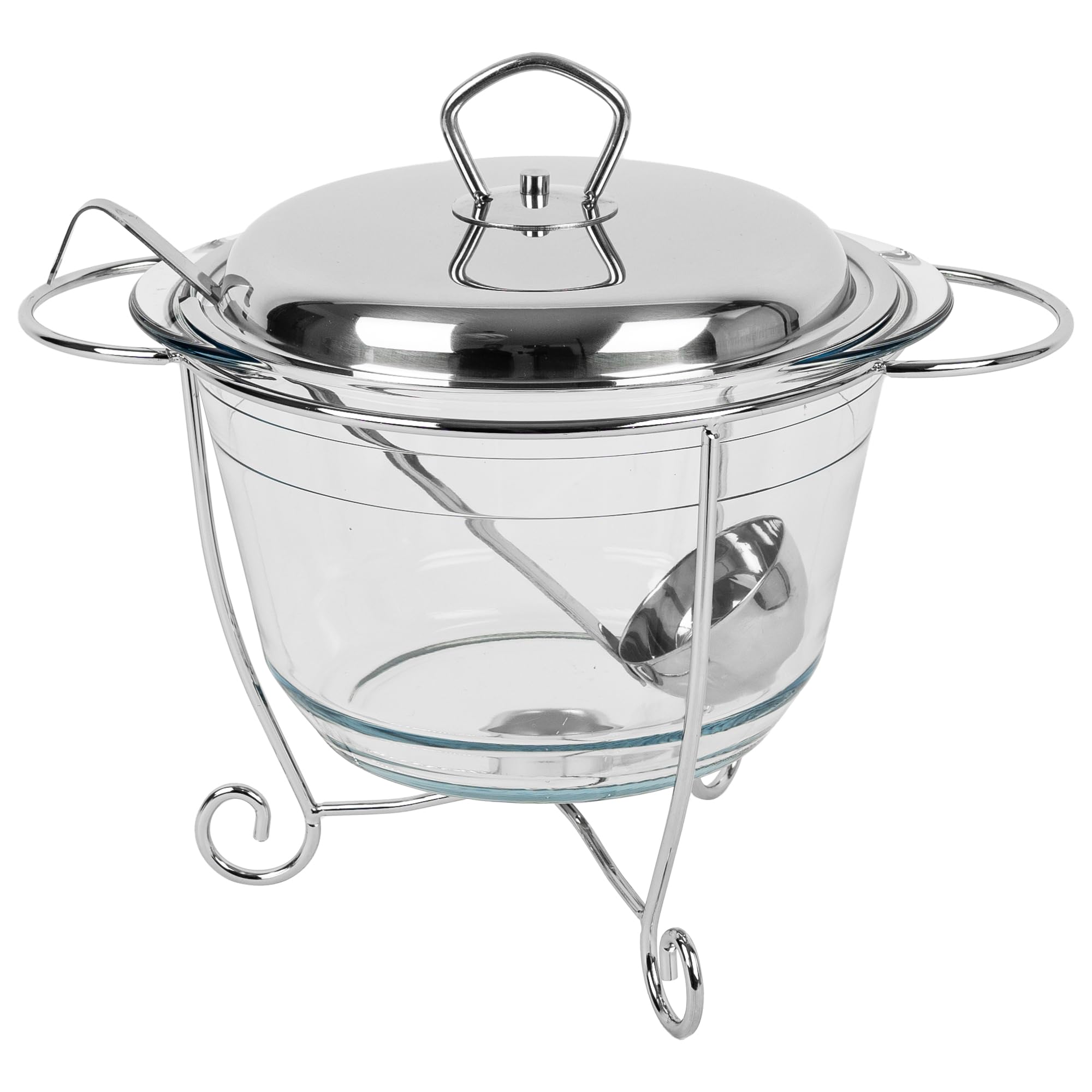 KARL HAUSMANN Chauffe Plat Buffet Ovale 3.9 L - Plat Chauffant avec Insert Verre, Bougie Chauffe-Plat - Couvercle avec Poignée, Structure Acier Inoxydable - Argenté Chafing Dish Maintien au Chaud