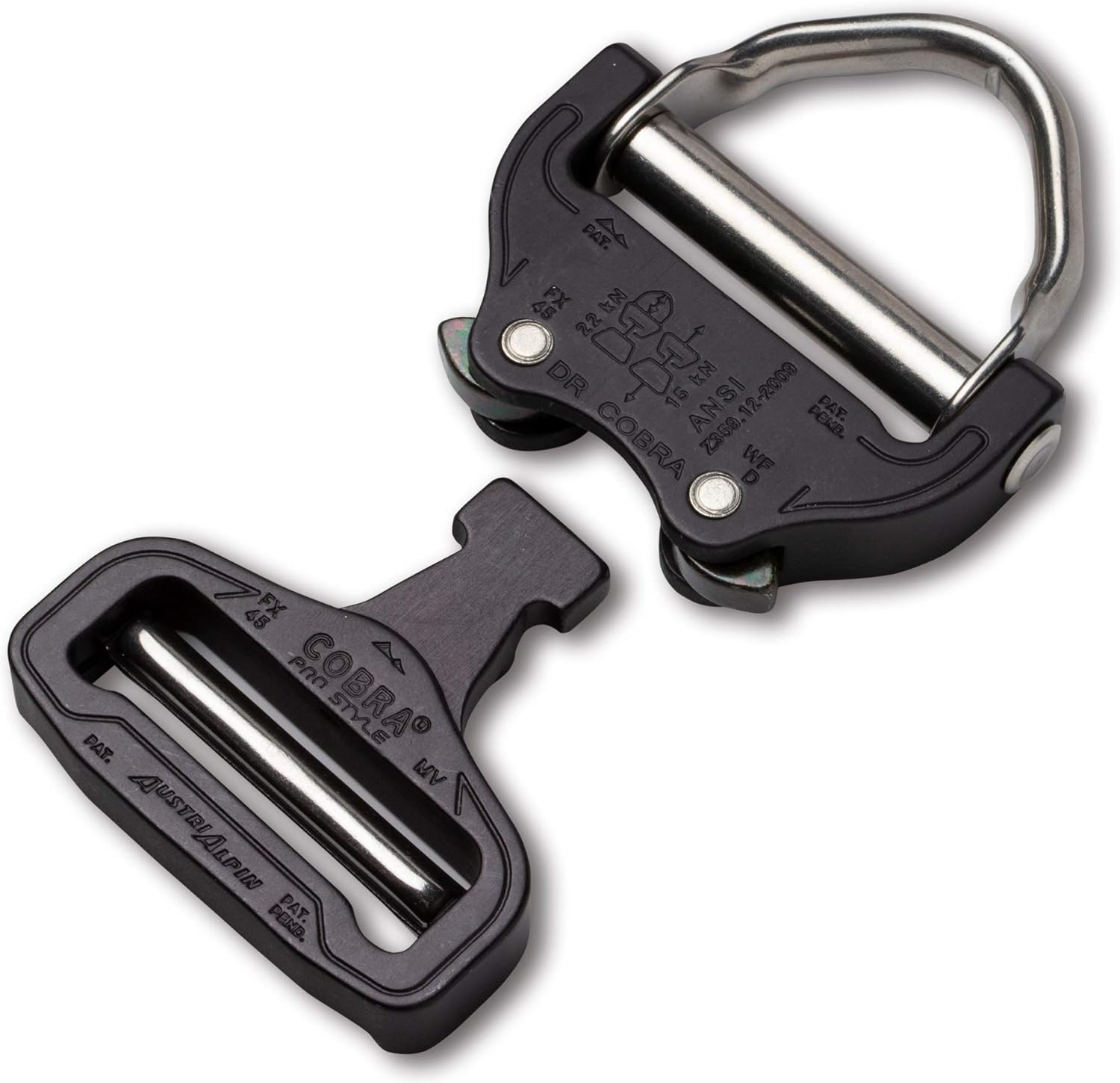 Black Belt 1.75” Buckle w/D-Ring - COBRA Quick Release Buckle