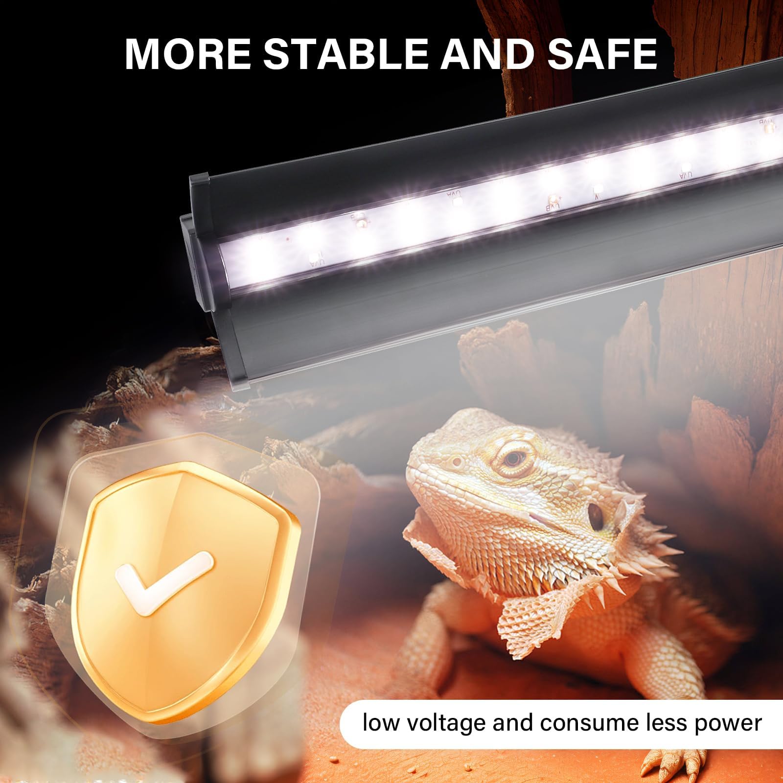 UVB Light for Reptiles, 10W HO LED UVB Reptile Light Fixture UVA UVB Lamp Bulb Terrarium Light for Bearded Dragon Turtle Snake Crested Gecko Chameleon, 12 Inch - image 6