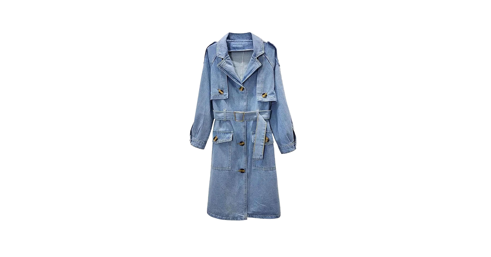 ジャケット・アウター POINTER BRAND 2050 DENIM LONG JACKET Long Denim Jacket Women Lace-Up High Street Loose Casual