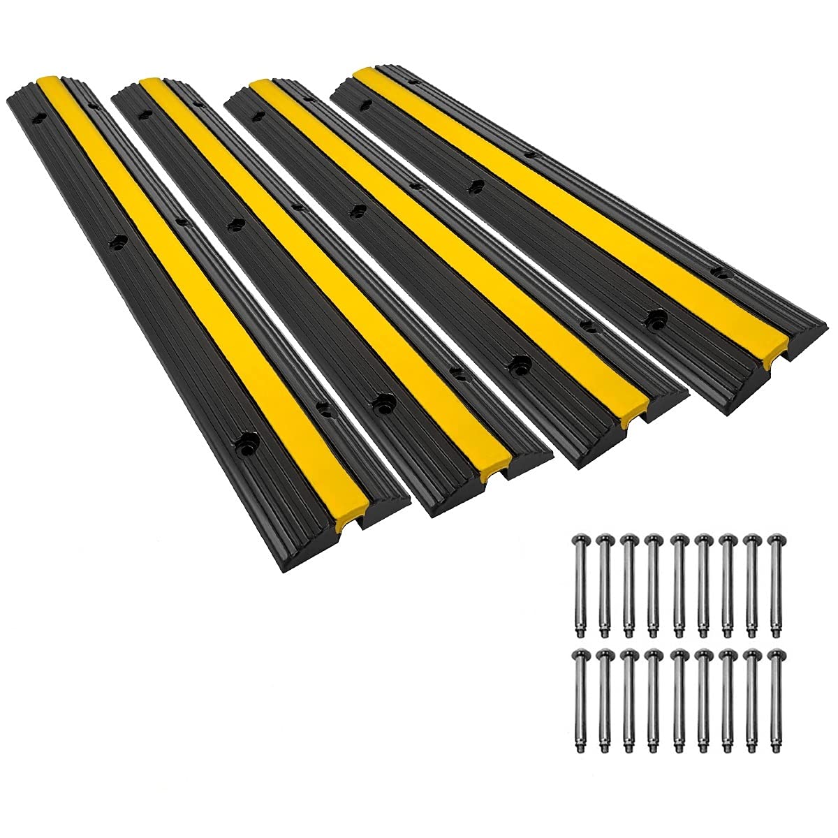 Speedmax Cable Protector Ramps with 24 Bolts 4 Pack of 1 Channel 6600Lbs Load