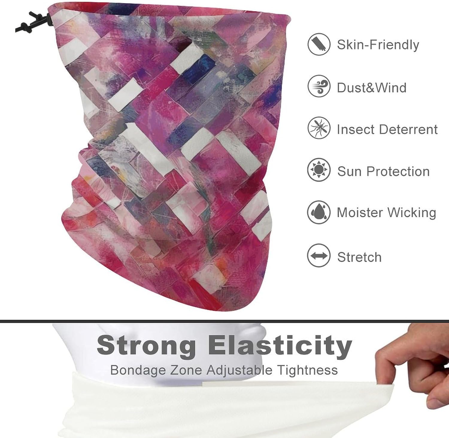 Warmer Neck Gaiter for Men Women Windproof Neck Gaiter Mask Light Purple And Red Face Cover Balaclava Scarf image 3