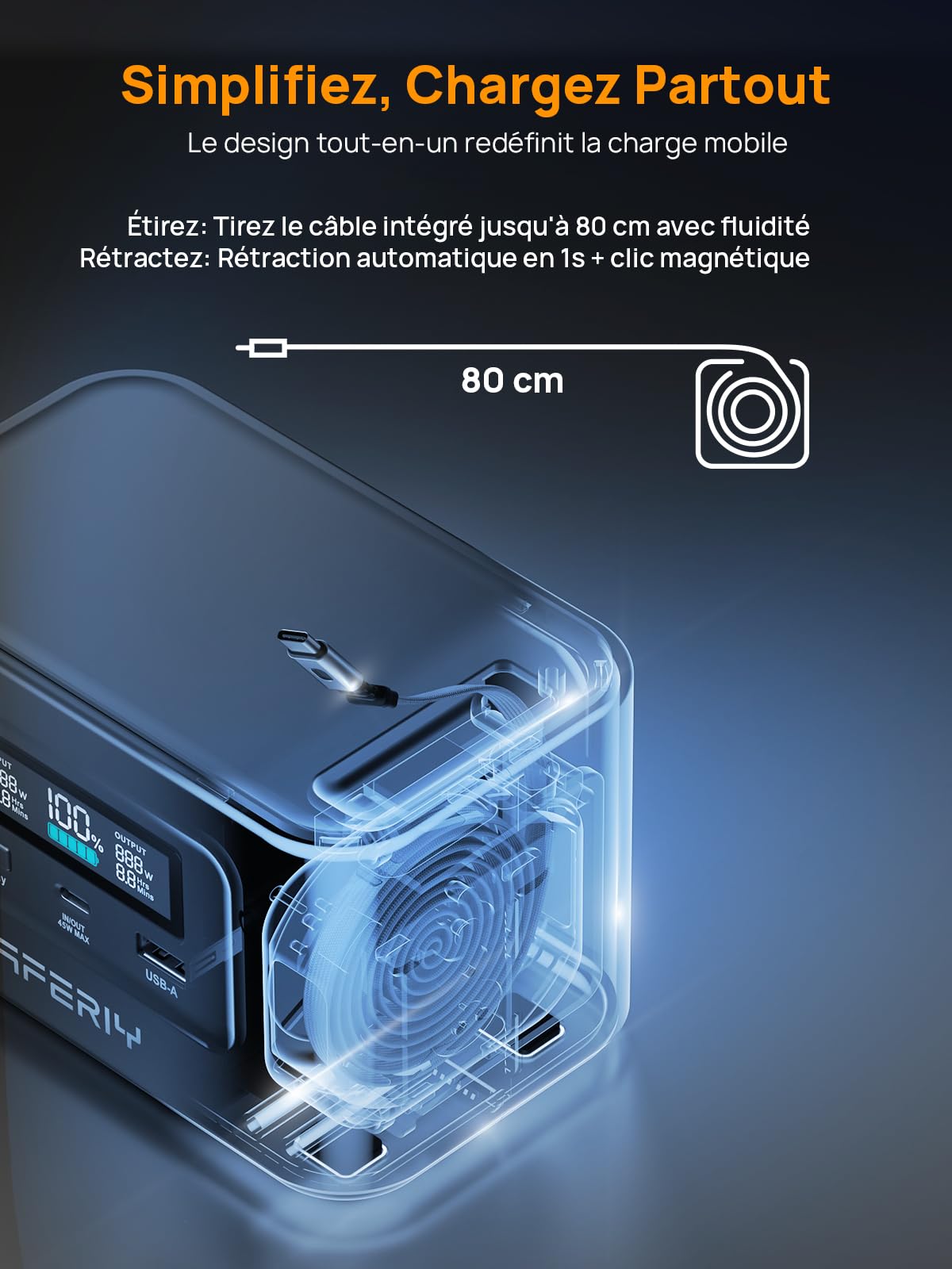 AFERIY Estación de Energía Portátil 100W, 99,2 Wh/31 000 mAh, （Envío en 3 días）Carga RáPida Dual USB-C PD3.0, Carga Solar, ProteccióN De Seguridad 6 En 1, Ideal Para Viajes