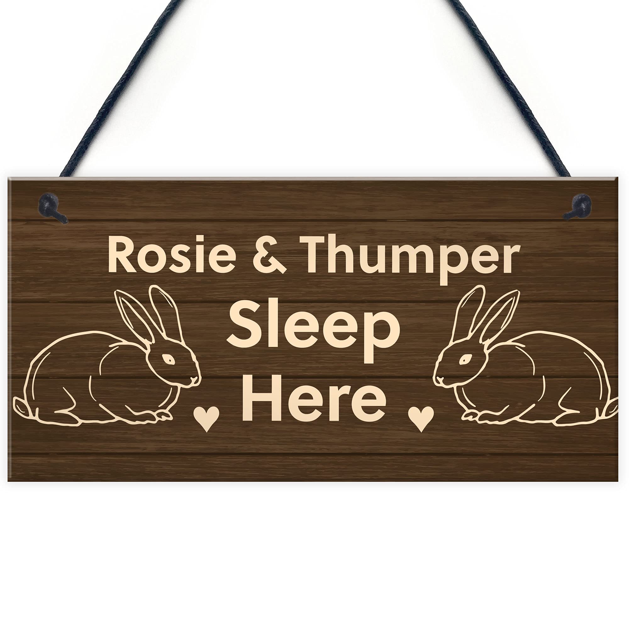 Red Ocean Brown Personalised Rabbit Sign Hanging Garden Sign Hutch Sign Home Gift