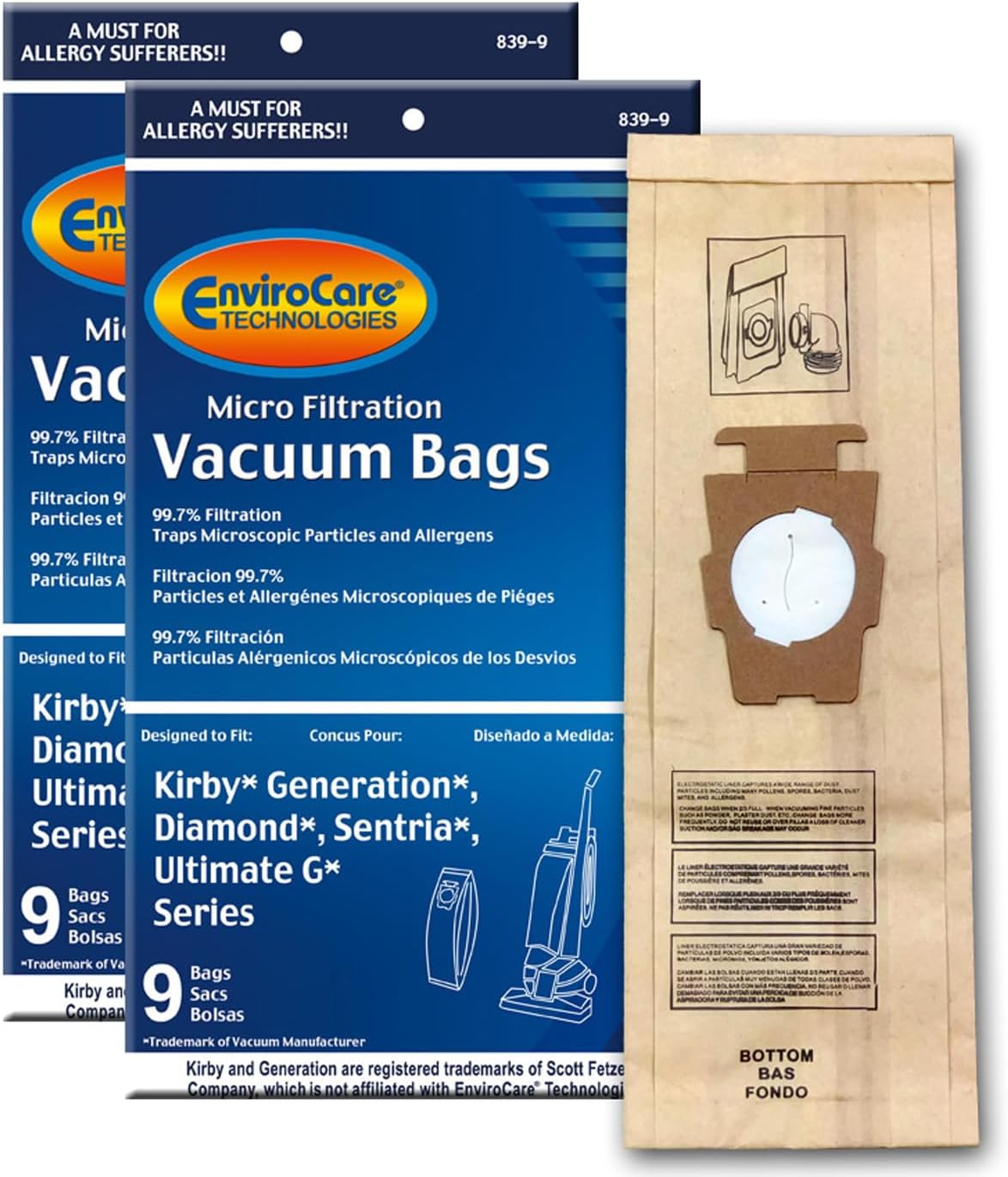 EnviroCare Replacement Micro Filtration Vacuum Cleaner Dust Bags made to fit all Kirby Generation & Sentria Model uprights 18 pack