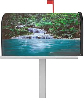 Mailbox Covers Magnetic Post Box Cover Woodland Waterfall Jungle Tropic Plants Trees Waterscape Mailbox Cover for Outdoor Garden Yard Decorations Standard Size 18.5" X 21.7"