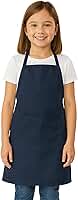 Avental Infantil Unissex com Bolso Frontal, Tecido Oxford, Preto/Azul Marinho/Branco, Tamanho Único 37x47cm, para Crianças 4-8 Anos