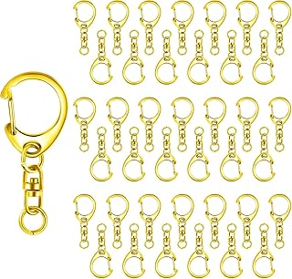 AMZSTRU Keychain Rings 50 Pcs Metal Snap Hook Key Accessories gold Keychain Clip Hooks for Lanyard Craft Chain DIY Clasp Bulk