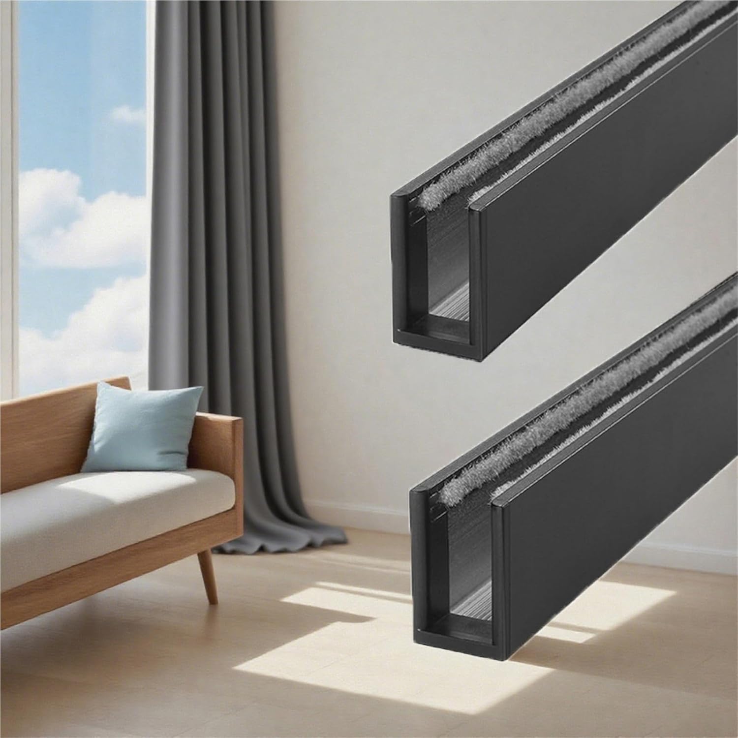 Custom Length Light Blockers, U-Channel Aluminium Alloy Strips for Gaps in Blinds, Hotel Light Blocking Strips for Window Shades(Black,155cm/61.02in)
