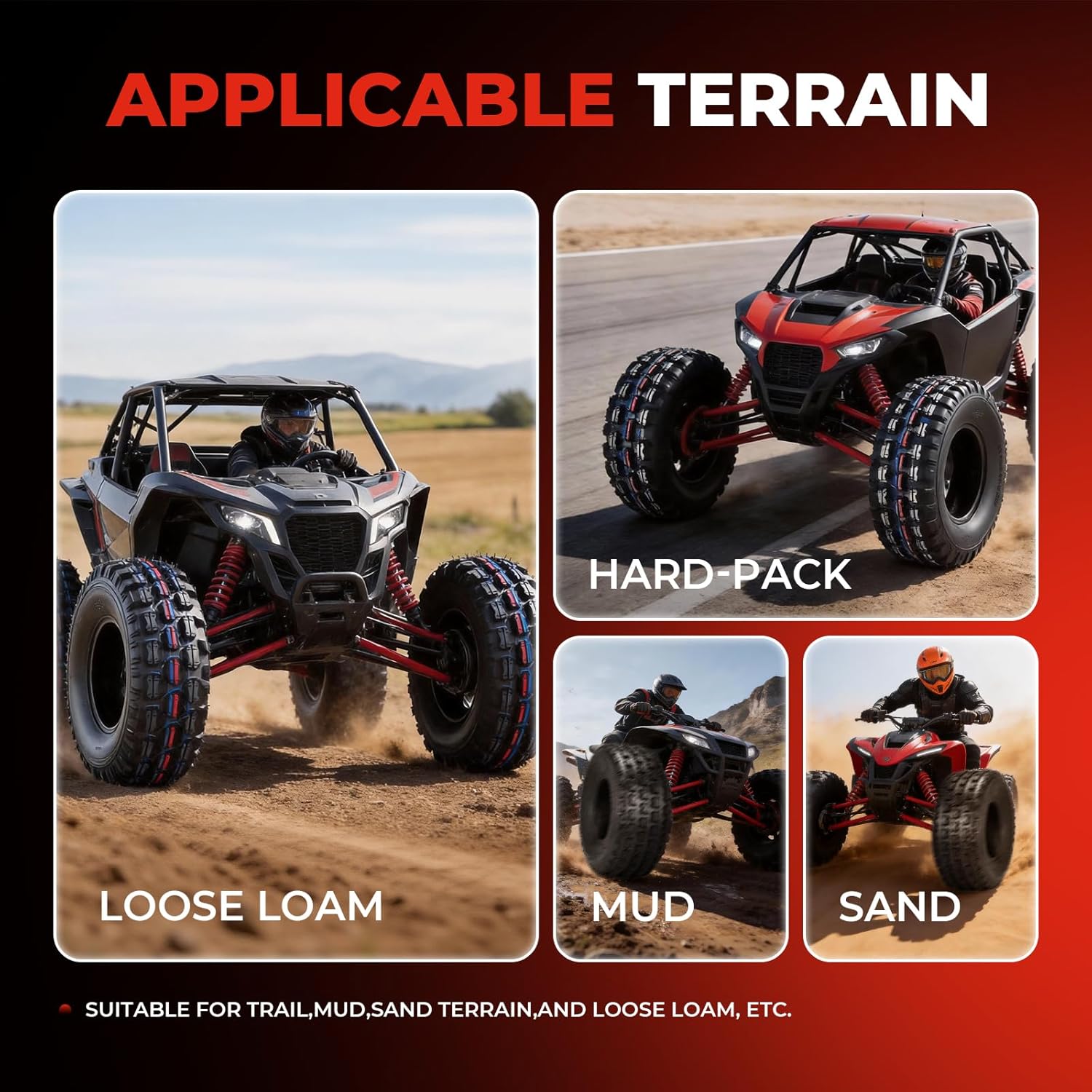 Set of 2 21x8-9 ATV UTV Tires, 21x8x9 All-Terrain Tires, 6PR Tubeless, Puncture Resistant, Non-Directional Tread