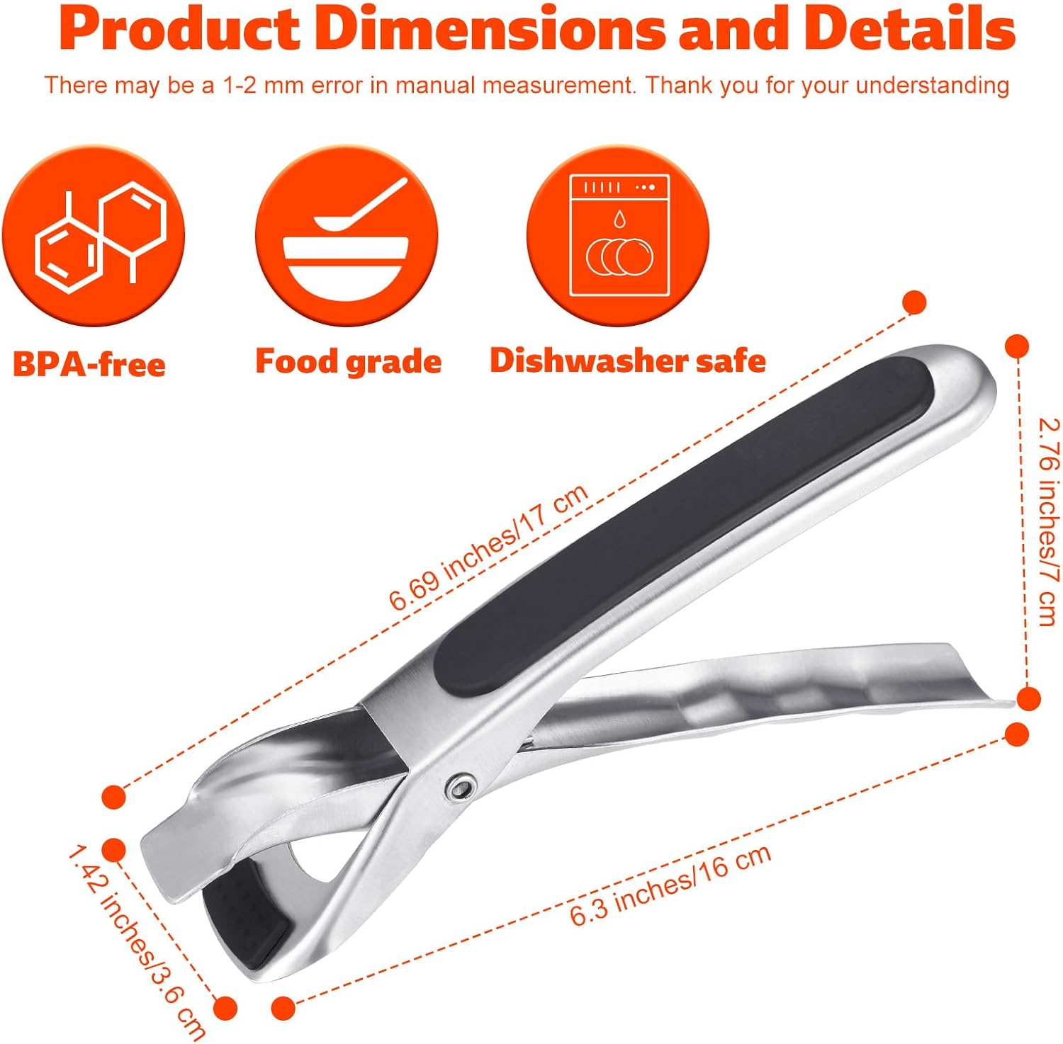 2pcs Hot Plate Grippers, Stainless Steel Anti Scald Bowl Tong Dish Pan Holder Clips Practical Kitchen Utensil Accessories for Bowls Plates Oven Air Fryer Microwave Steamer