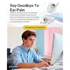 Softvox Airplane Ear Plugs Pressure Relief Earplugs 2 Pairs, Prevent Ear-Pain & Reduce Noise 25dB - Flight Essentials, Reusable Soft Plane Earbuds for Adult/Kids 12+, Travel Ear Protection Air Plugs