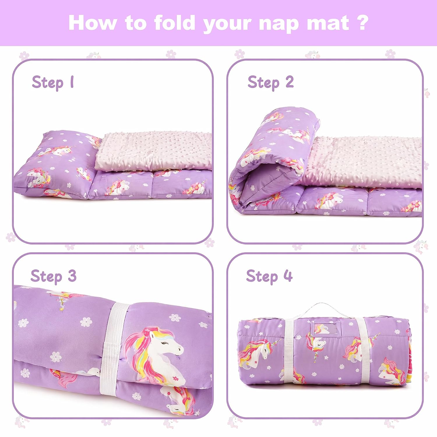 Toddler Nap Mat for Daycare, Kids Sleeping Bag, Unicorn image 4